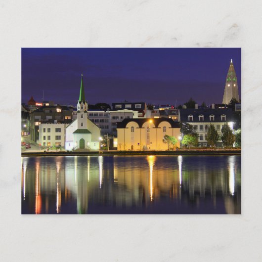 アイスランド威厳があるミッドナイトインダウンタウンレイキャビク ポストカード (正面)