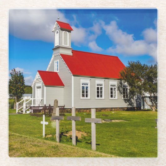 アイスランド教会 ガラスコースター (正面)