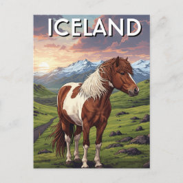 アイスランド旅行でアイスランドの馬 ポストカード