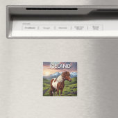 アイスランド旅行でアイスランドの馬 マグネット (インサイチュ (食洗機))