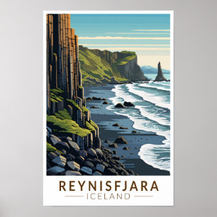 アイスランド旅行アートヴィンテージ レイニスフィヤラ・ビーチ ポスター