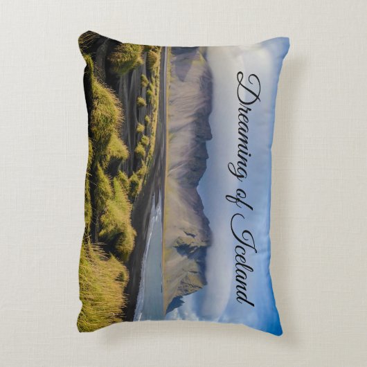 アイスランド枕黒砂の夢を見るビーチ旅行 アクセントクッション (裏面(縦))