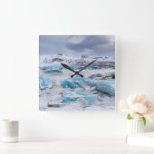 アイスランド氷河の氷の風景 スクエア壁時計 (ホーム)
