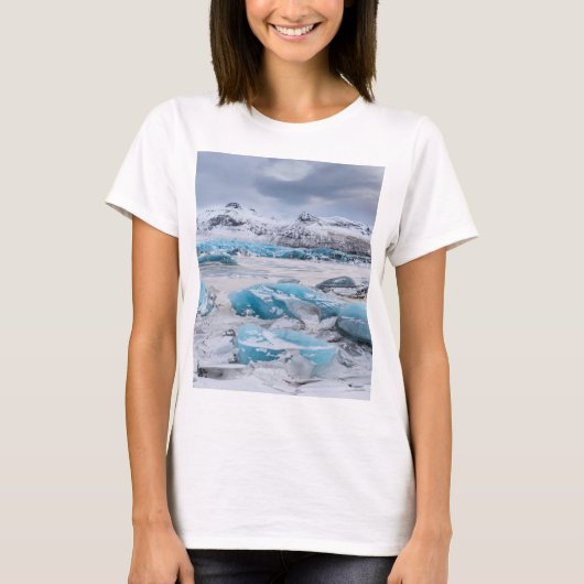 アイスランド氷河の氷の風景 Tシャツ (正面)