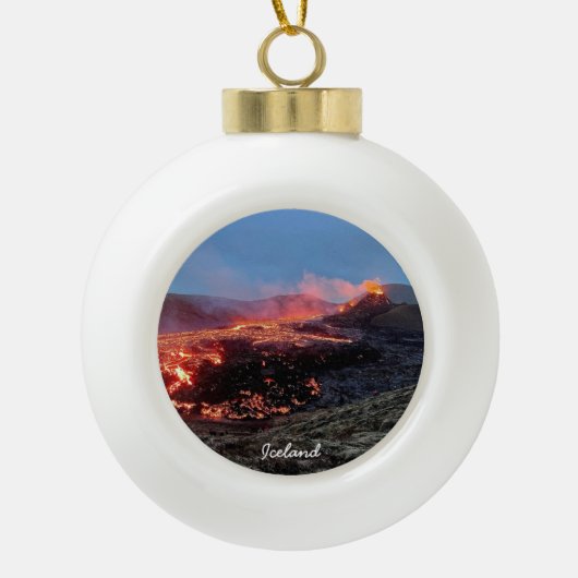 アイスランド火山 – セラミックボールのクリスマスオーナメント セラミックボールオーナメント (正面)