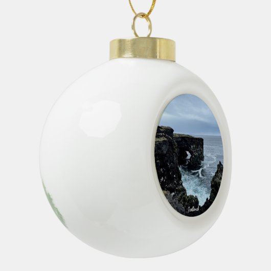 アイスランド自然 – セラミック製のボールのクリスマス飾り セラミックボールオーナメント (左)