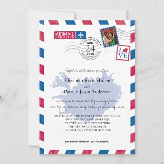 アイスランド航空郵便 結婚式招待状 招待状 (正面)