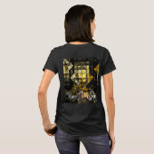 アイスランド風の歩行ゴールドダイヤモンド抽象画 Tシャツ (裏面フル)
