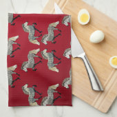 アイスランド馬の赤線 キッチンタオル (四つ折り)