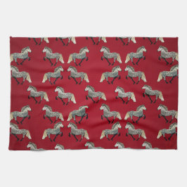 アイスランド馬の赤線 キッチンタオル