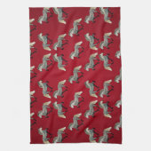 アイスランド馬の赤線 キッチンタオル (縦)