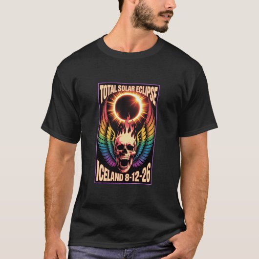 アイスランド2026スカルエクリプスシャツ 北極の太陽の闇 Tシャツ (正面)