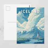 アイスランド イラスト 旅行 アート ヴィンテージ ポストカード (正面/裏面)