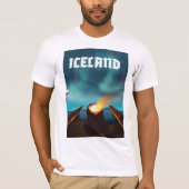 アイスランド オーロラ トラベルポスター Tシャツ (正面)