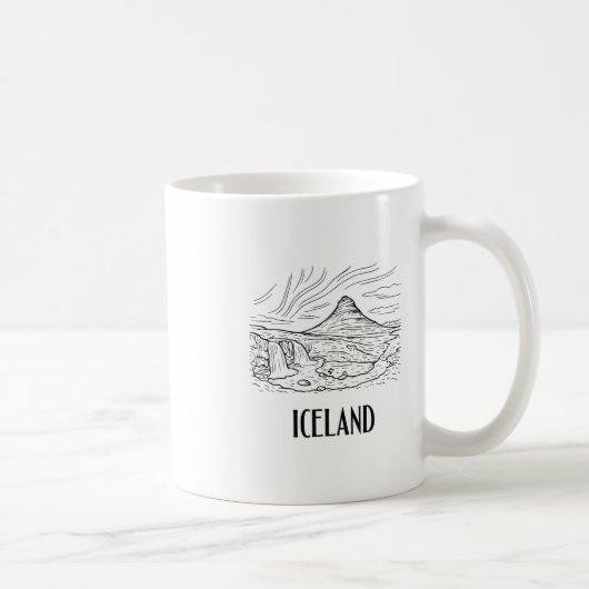 アイスランド オーロラ 線画 ドローイング 旅行 コーヒーマグカップ (右)