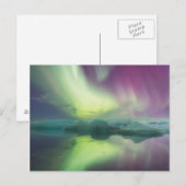 アイスランド、ジョクルサロン。オーロラのライトが反射 ポストカード (正面/裏面)