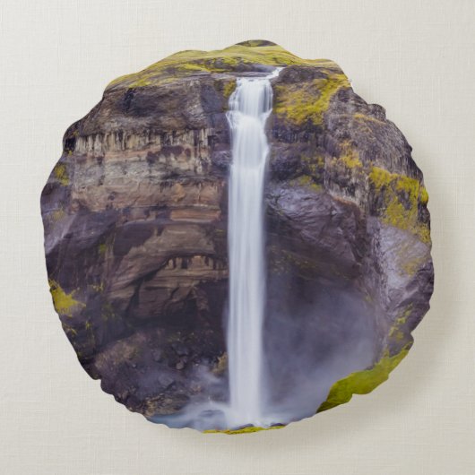 アイスランド，ハイフォスの滝 ラウンドクッション (裏面)