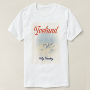 アイスランド「フライ・トゥデイ」ビンテージ旅行ポスター Tシャツ