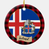 アイスランド、レッドバッファロープレイド&アイスランド国旗 セラミックオーナメント (裏面)