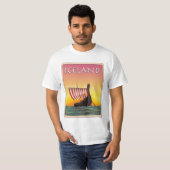 アイスランド ヴァイキング 旅行ポスター Tシャツ (正面フル)