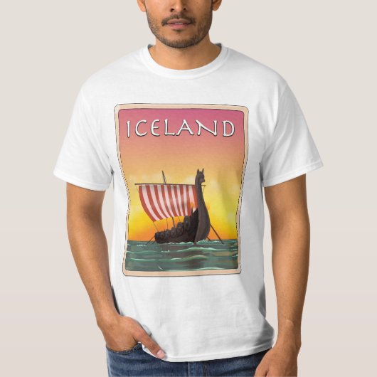 アイスランド ヴァイキング 旅行ポスター Tシャツ (正面)