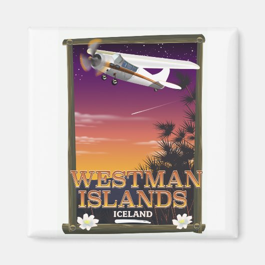 アイスランド ヴェストマン諸島 旅行ポスター マグネット (正面)