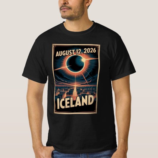アイスランド 日食 2026 Tシャツ レイキャヴィーク グループ (正面)