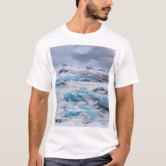 アイスランド、氷河氷景 Tシャツ (正面)