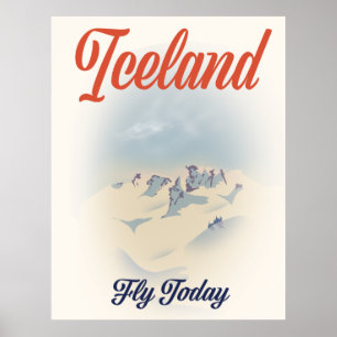 アイスランド「Fly Today」ヴィンテージ旅行ポスター ポスター