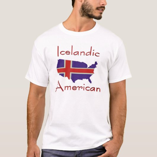 アイスランドAmerican/USAの地図のTシャツ Tシャツ (正面)