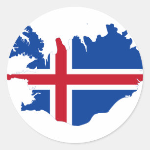 アイスランドISイスランド国旗の地図 ラウンドシール