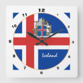 アイスランモダンド国旗、アイスランドトレンディーホーム/デザイン スクエア壁時計 (正面)