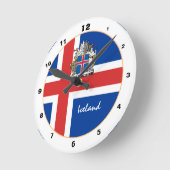 アイスランモダンド国旗、アイスランドトレンディーホーム/デザイン ラウンド壁時計 (傾斜)