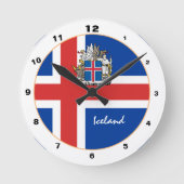 アイスランモダンド国旗、アイスランドトレンディーホーム/デザイン ラウンド壁時計 (正面)