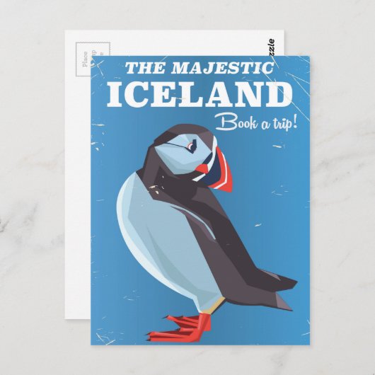 アイスラン威厳のあるプフィンのヴィンテージ旅行ポスター ポストカード (正面/裏面)