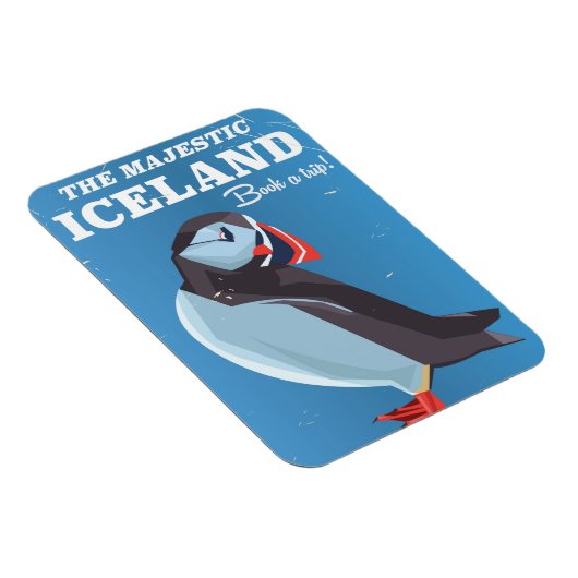 アイスラン威厳のあるプフィンのヴィンテージ旅行ポスター マグネット (右側)