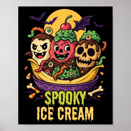 アイス不気味クリームデザートハロウィーンデザイン ポスター (正面)