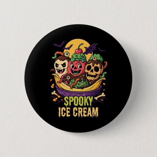 アイス不気味クリームデザートハロウィーンデザイン 缶バッジ (正面)