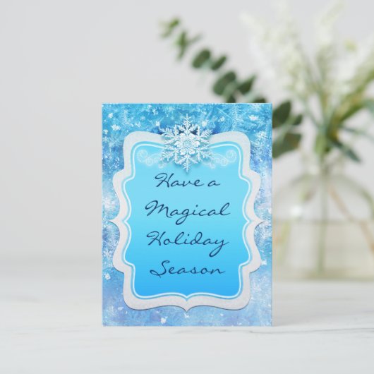アイス凍っていウィンタースノーフレークスホリデーポストカード シーズンポストカード (スタンド正面)