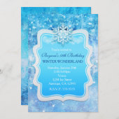 アイス凍っていウィンターワンダーランドスノーフレーク招待状 招待状 (正面/裏面)