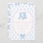 アイス名門私立校風のスケートで滑るパーティーアイススケート 招待状 (正面/裏面)