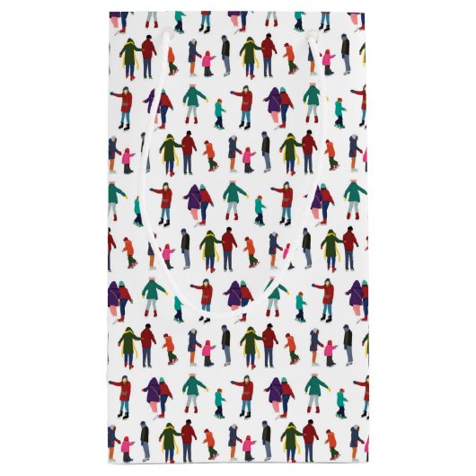 アイス図解入りの、写真付きのスケータースウィンターホリデークリスマス スモールペーパーバッグ (裏面)