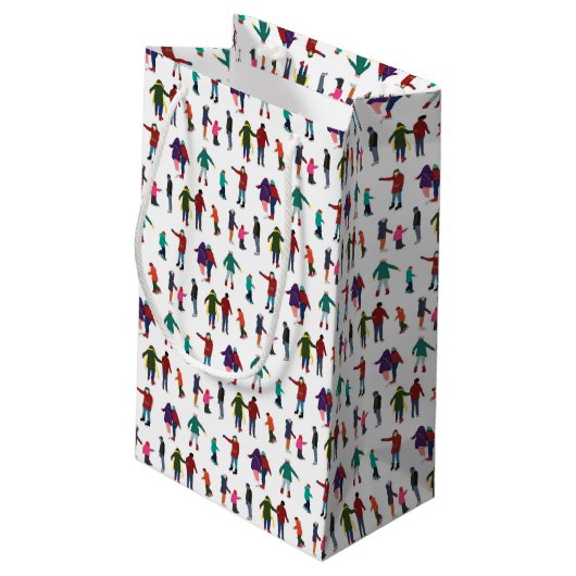 アイス図解入りの、写真付きのスケータースウィンターホリデークリスマス スモールペーパーバッグ (裏面アングル)