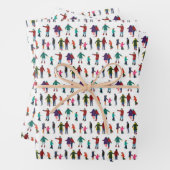 アイス図解入りの、写真付きのスケータースウィンターホリデークリスマス ラッピングペーパーシート (インサイチュ)