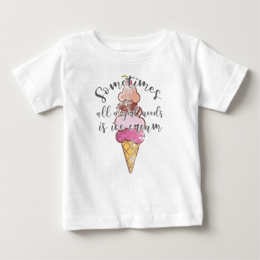 アイス好きな女の子のプレゼント アイスが必要な女の子へのギフト ベビーTシャツ (正面)