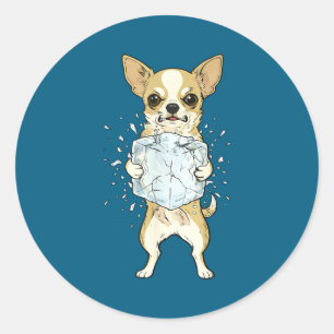 アイス廃止 おもしろチワワ アイスなし犬 ミーム ラウンドシール