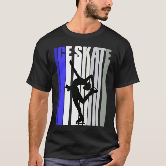 アイス感動的スケートで滑る誕生日シルエットモティ Tシャツ (正面)