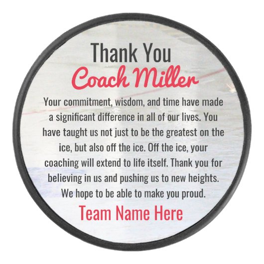 アイス感動的ホッケーリンクのコーチに感謝 アイスホッケーパック (正面)