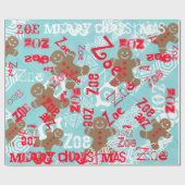 アイス淡い色のブルージンジャーブレッドパーソナライズされたギフトラップ ラッピングペーパー (フラット)