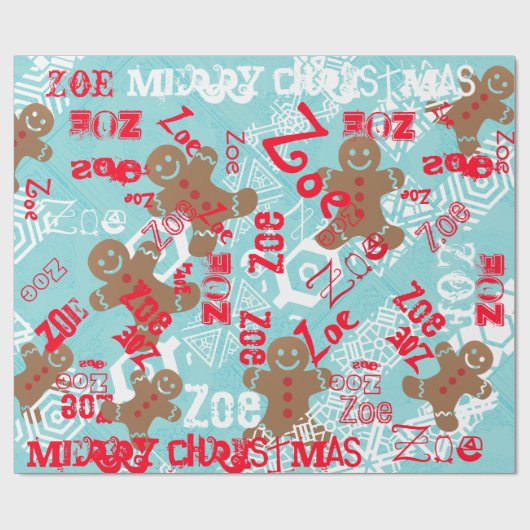 アイス淡い色のブルージンジャーブレッドパーソナライズされたギフトラップ ラッピングペーパー (フラット)